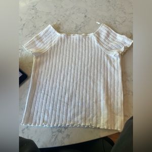 A white dressy type shirt with stripes